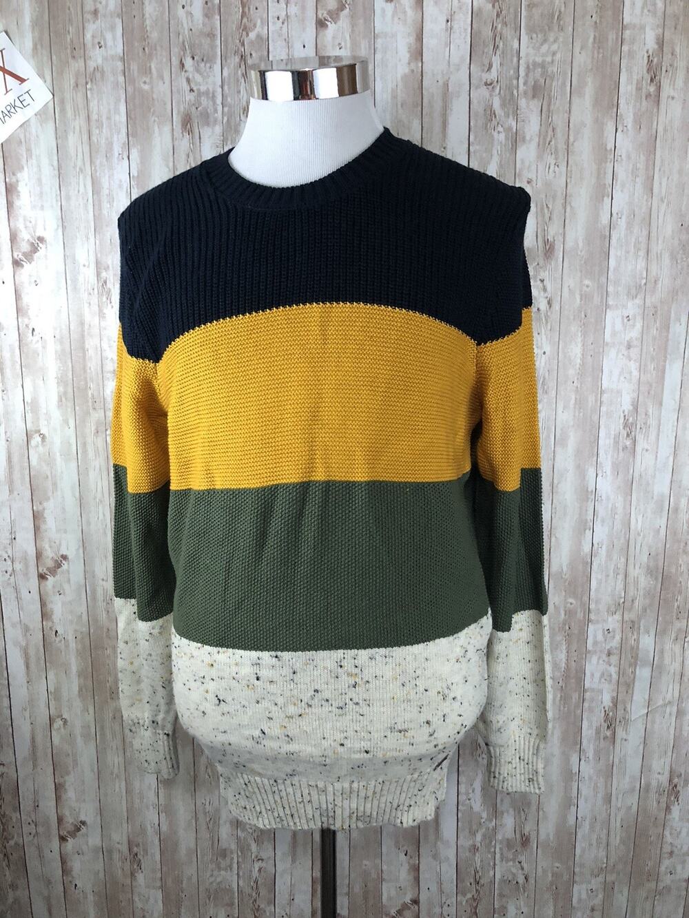 Colins Sweater Mens XL Slim Color Block Striped Acrylic Pullover Sweatshir N28